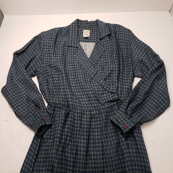 Vintage J.G. Hook Maxi Dress Womens 6 Green Plaid Gingham Equestrian Preppy Hunt - Picture 15 of 16